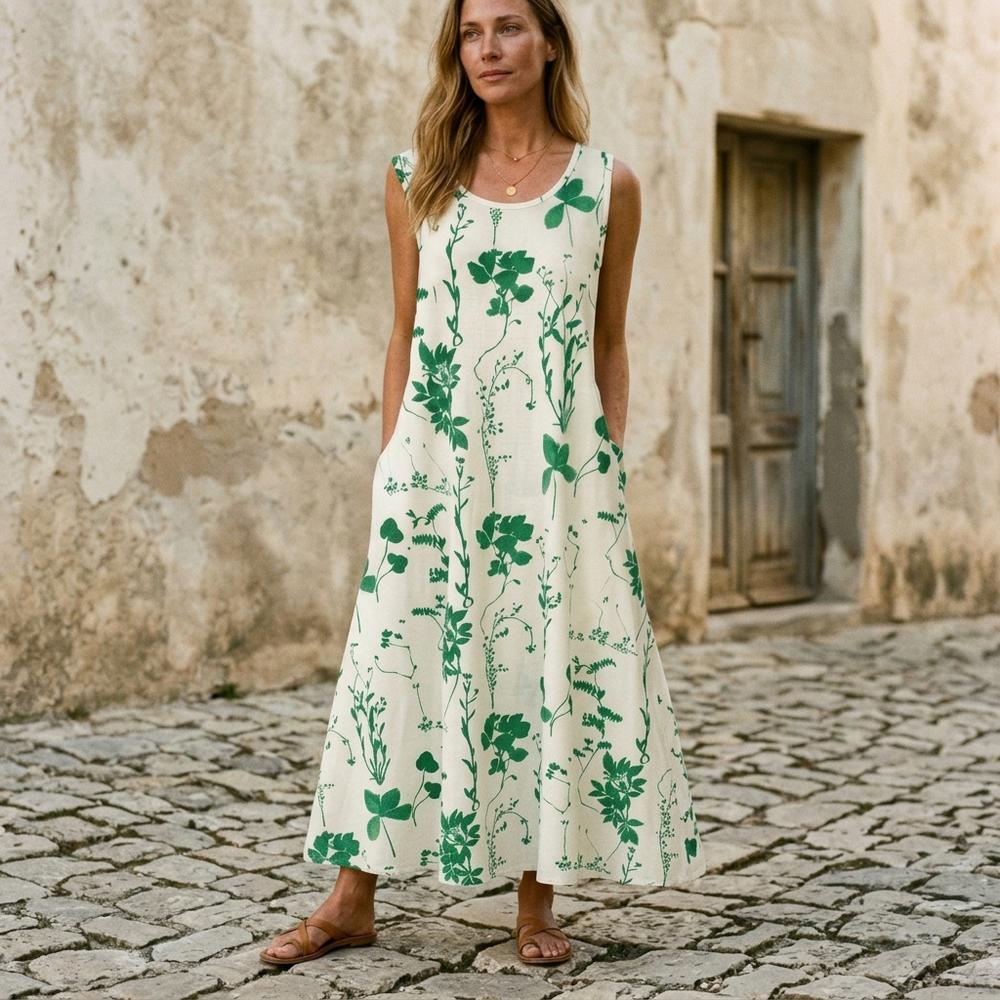 Her Curve Wardrobe - Zetal | Sleeveless Floral Dress in Green