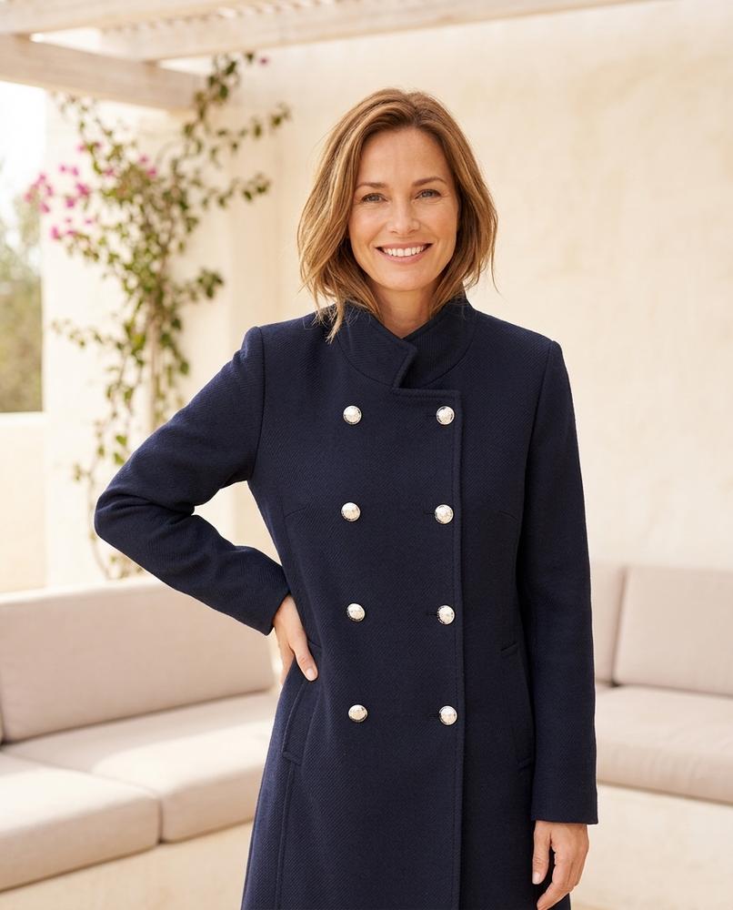 Her Curve Wardrobe - Zamor | Double-Breasted Wool-Look Coat in Black