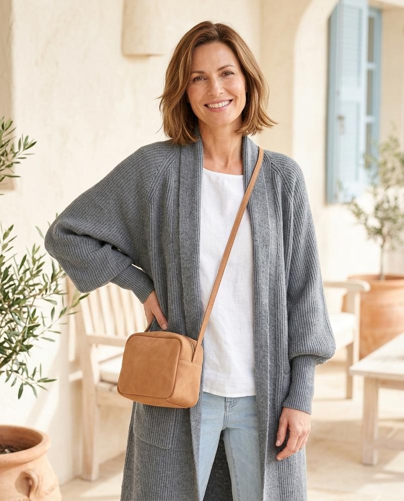 Her Curve Wardrobe - Nubas | Ribbed Tailored Coat in Grey