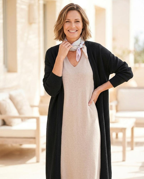 Her Curve Wardrobe - Damuv | Long Open-Front Cardigan in Black