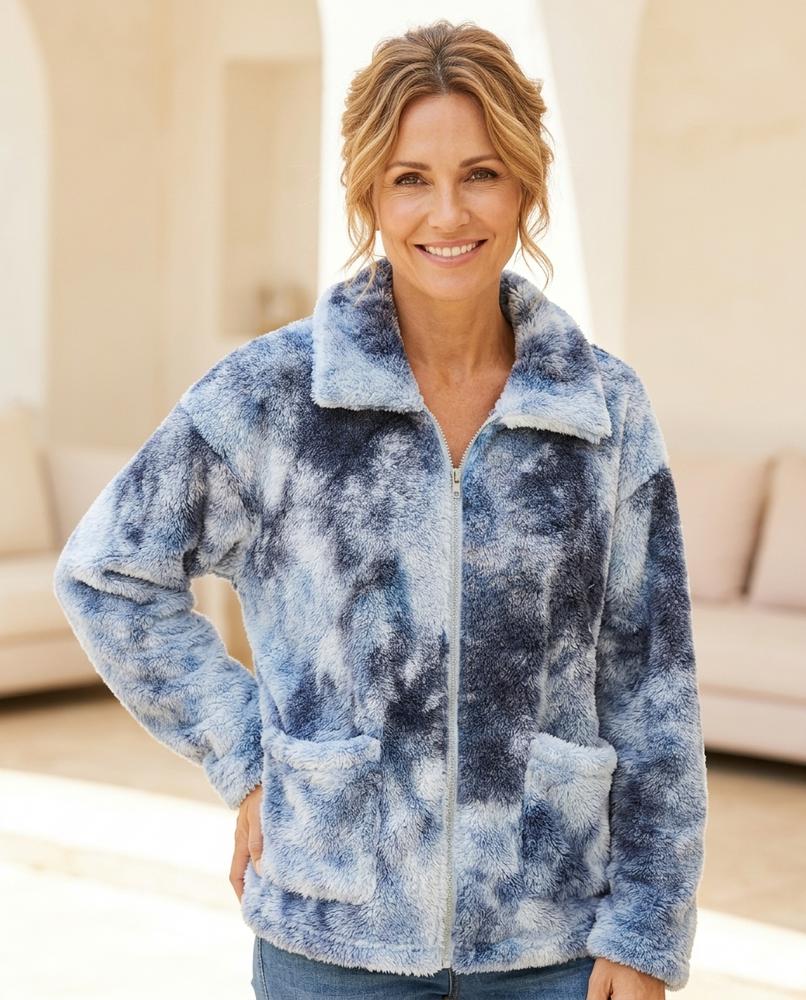 Her Curve Wardrobe - Zaful | Plush Tie-Dye Jacket in Default Title