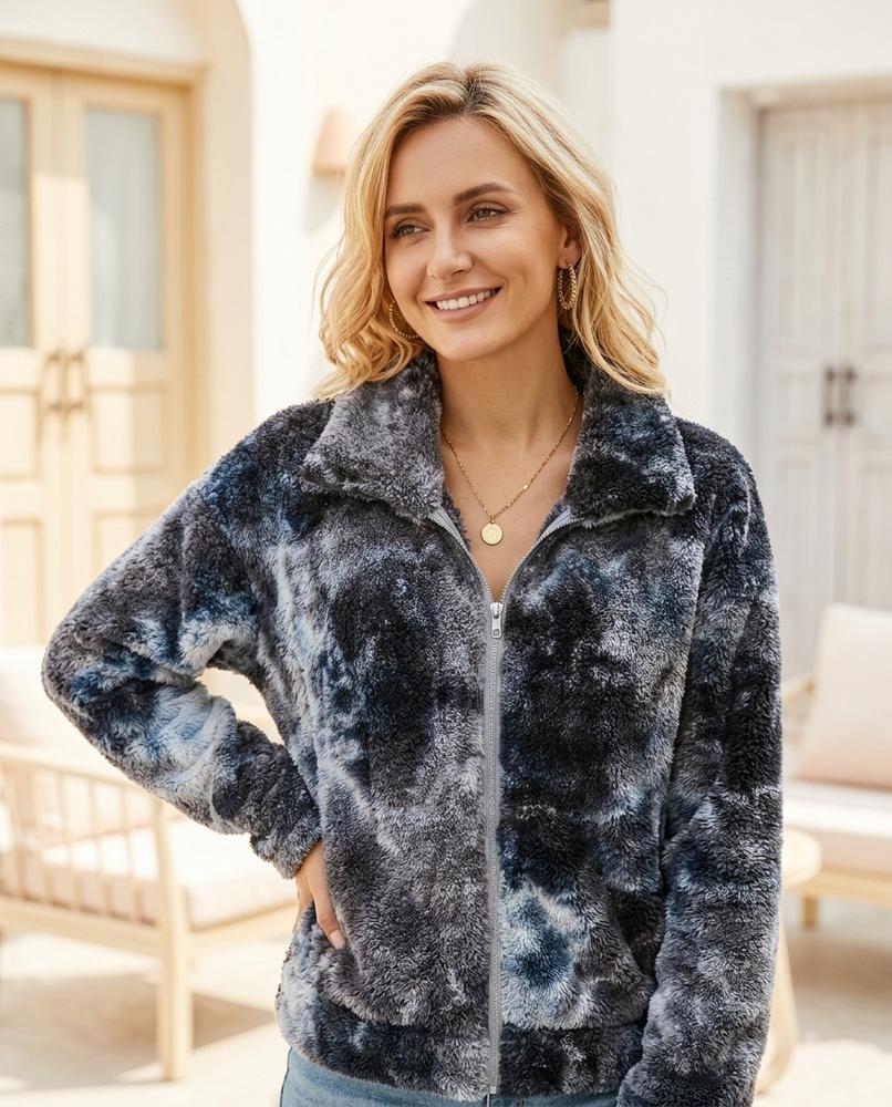 Her Curve Wardrobe - Zaful | Plush Tie-Dye Jacket