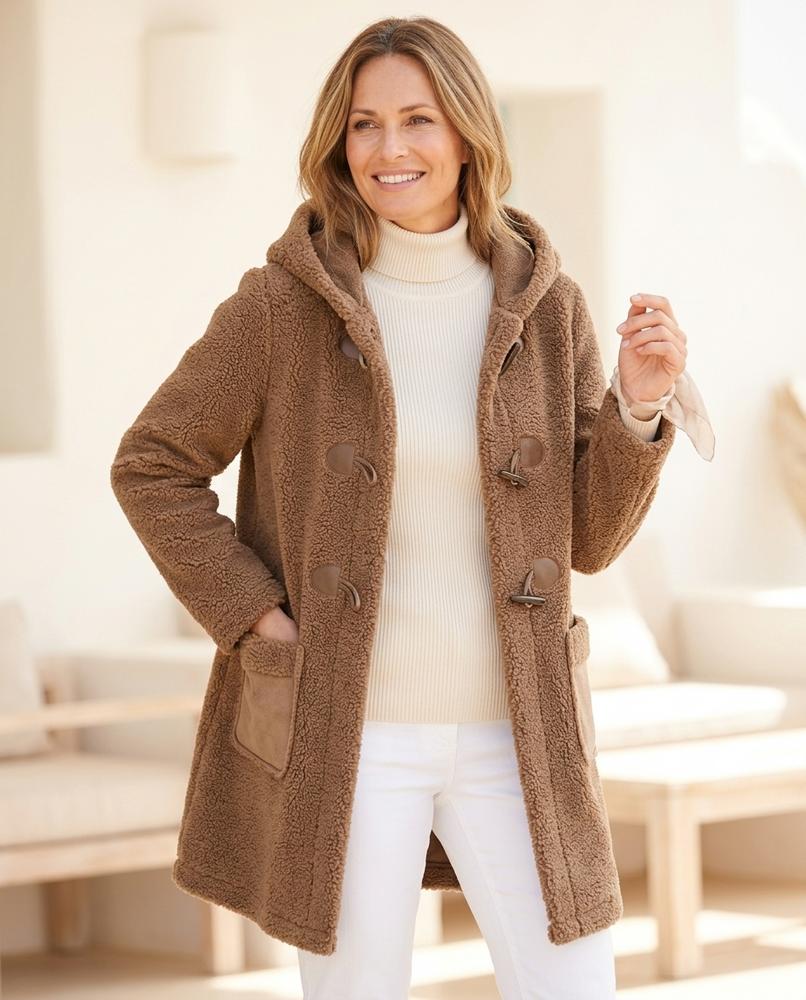 Her Curve Wardrobe - Muvom | Lined Hooded Coat in Blue